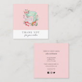 Carte De Visite Carré Mélangeur de gâteaux avec boulangerie à fleurs (Devant / Derrière)