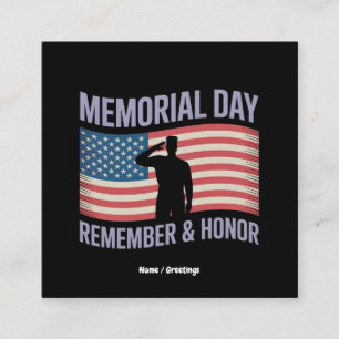 Carte De Visite Carré Memorial Day (en anglais) Se souvenir et honorer l