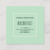Carte De Visite Carré Menthe verte, triangles blancs et monogramme moder (Dos)
