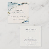 Carte De Visite Carré Merci Abstrait Bleu Or Pour Votre Commande (Devant / Derrière)