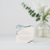 Carte De Visite Carré Merci Abstrait Bleu Or Pour Votre Commande (Debout devant)