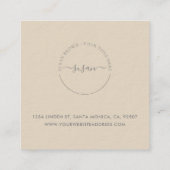 Carte De Visite Carré Merci beige minimal - Style côtier (Dos)