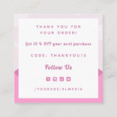 Carte De Visite Carré Merci client de l'enveloppe de lettre d'amour mode (Dos)