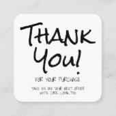 Carte De Visite Carré Merci client noir blanc manuscrit (Devant)
