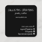 Carte De Visite Carré Merci client noir blanc manuscrit (Dos)