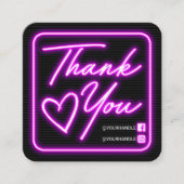 Carte De Visite Carré Merci client Retro Neon Purple Signal lumineux (Devant)