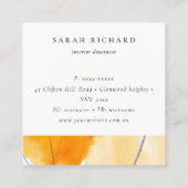 Carte De Visite Carré Merci d'aquarelle jaune Abstrait (Dos)