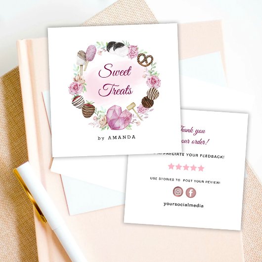 Carte De Visite Carré Merci de boulangerie douce