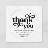 Carte De Visite Carré Merci de commande personnalisé en or de marbre (Devant)