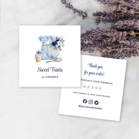 Carte De Visite Carré Merci de mélange bleu