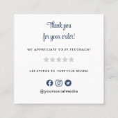 Carte De Visite Carré Merci de mélange bleu (Dos)