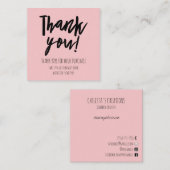 Carte De Visite Carré Merci de réduction client simple rose noir (Devant / Derrière)