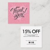 Carte De Visite Carré Merci de réduction pour calligraphie cardiaque ros (Devant / Derrière)