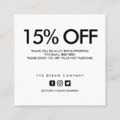 Carte De Visite Carré Merci de réduction pour calligraphie cardiaque ros (Dos)