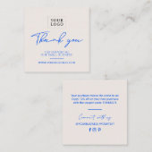 Carte De Visite Carré Merci d'entreprise simple bleu et ivoire (Devant / Derrière)