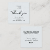 Carte De Visite Carré Merci d'entreprise simple noir et gris (Devant / Derrière)