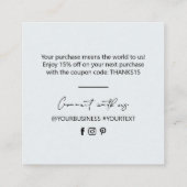 Carte De Visite Carré Merci d'entreprise simple noir et gris (Dos)