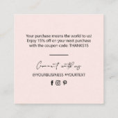 Carte De Visite Carré Merci d'entreprise simple rose et noir (Dos)