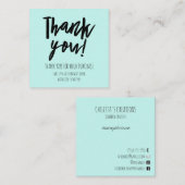 Carte De Visite Carré Merci d'escompte client Simple Mint Black (Devant / Derrière)