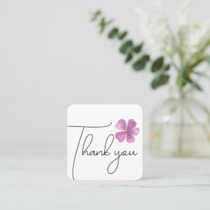 Carte De Visite Carré Merci fleur aquarelle violette