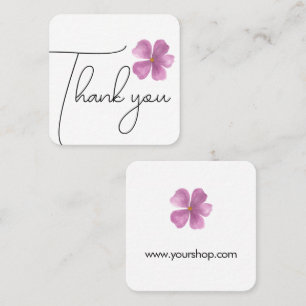 Carte De Visite Carré Merci fleur aquarelle violette