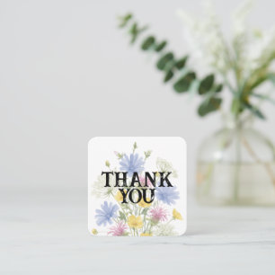 Carte De Visite Carré Merci fleur sauvage aquarelle colorée