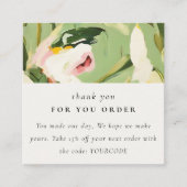 Carte De Visite Carré Merci Floral Peint Rose Vert Pour Commande (Devant)