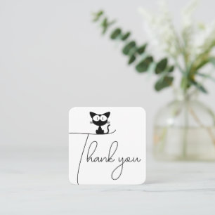 Carte De Visite Carré Merci joli chat noir