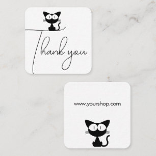 Carte De Visite Carré Merci joli chat noir