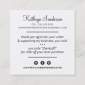 Carte De Visite Carré MERCI logo moderne entreprise merci noir clair (Dos)