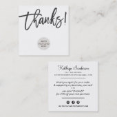 Carte De Visite Carré MERCI logo moderne entreprise merci noir clair (Devant / Derrière)