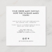 Carte De Visite Carré Merci moderne blanc noir (Dos)