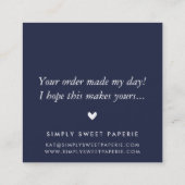 Carte De Visite Carré MERCI moderne simple aquarelle bleu marine foncé (Dos)