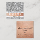 Carte De Visite Carré MERCI moderne simple glam luxe argent parties scin (Devant / Derrière)