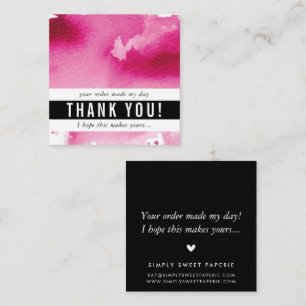 Carte De Visite Carré MERCI moderne simple gras aquarelle rose chaud