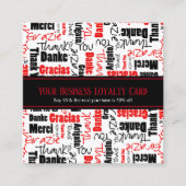 Carte De Visite Carré Merci multilingue Business Loyalty Punch (Devant)