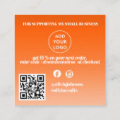 Carte De Visite Carré Merci Orange (Dos)