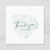 Carte De Visite Carré Merci Plante vert aquarelle (Devant)