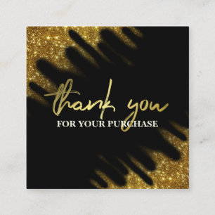 Carte De Visite Carré Merci Pour Votre Achat Black Gold Parties scintill