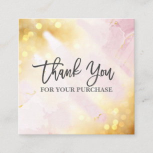 Carte De Visite Carré Merci Pour Votre Achat Glam Pink Sparkly