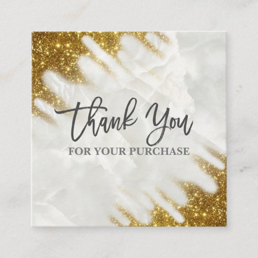 Carte De Visite Carré Merci Pour Votre Achat Or Et Marbre (Devant)