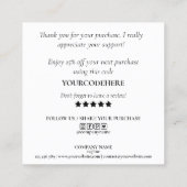 Carte De Visite Carré merci pour votre commande avec un script minimal m (Dos)