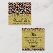 Carte De Visite Carré Merci Pour Votre Commande Parties scintillant Leop (Devant / Derrière)