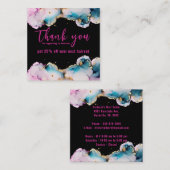 Carte De Visite Carré Merci rose Abstrait Noir Élégant (Devant / Derrière)