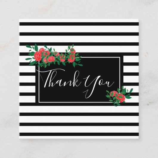 Carte De Visite Carré Merci Rose floral (Devant)