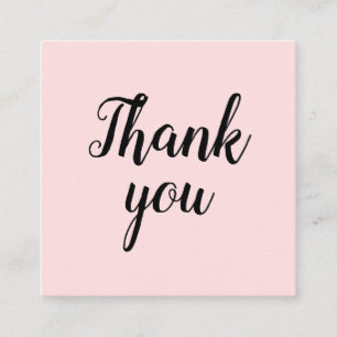 Carte De Visite Carré Merci rose pastel tendance fait main simple