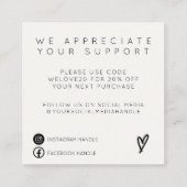 Carte De Visite Carré Merci rose vert tendance Insertion multimédia  (Dos)