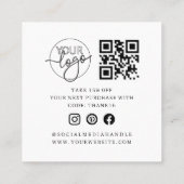 Carte De Visite Carré Merci Script Heart Bakery Company Logo QR Code (Dos)