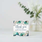 Carte De Visite Carré Merci Vert Abstrait Élégant (Debout devant)