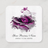 Carte De Visite Carré *~* Merlot Burgundy Logo QR Rose Floral Sq (Devant)